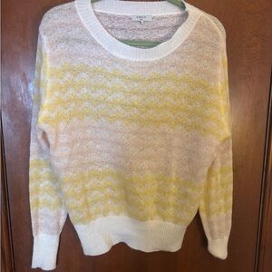 FRNCH Yellow and Pink Chevron Lightweight Sweater Size M